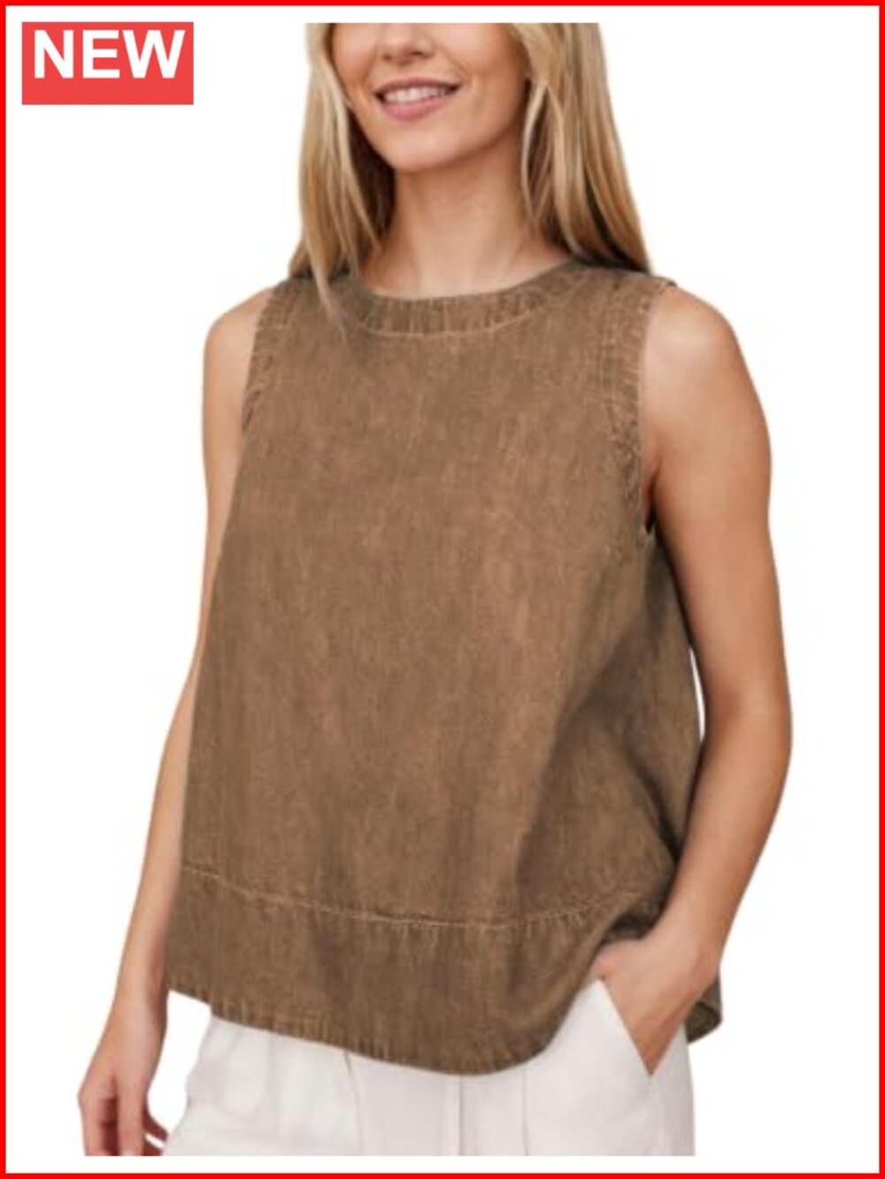 Women's Denim Tank Top Sleeveless Crewneck Loose Fit Camisole